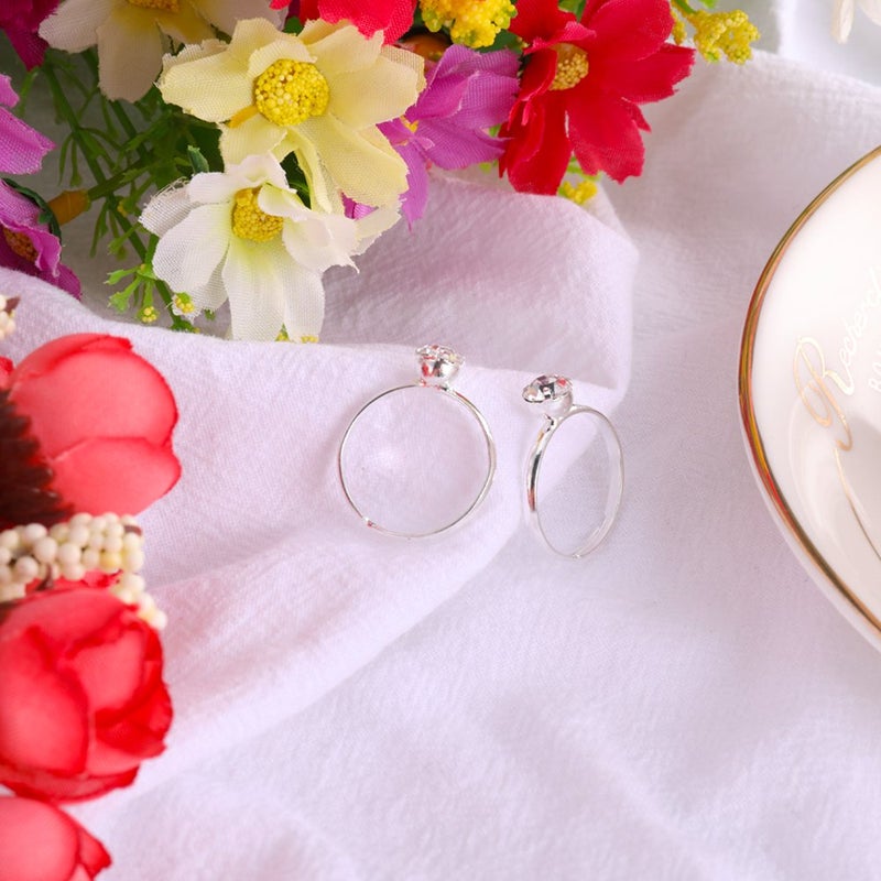 Topoox 60 Pack Silver Diamond Rings for Bridal Shower Games Engagement Party Favor Table Decorations - Image 5